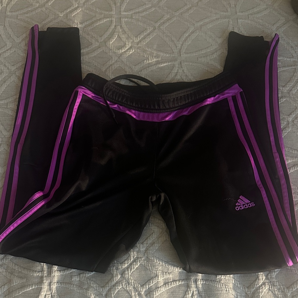 Adidas Black and Purple Track Pants